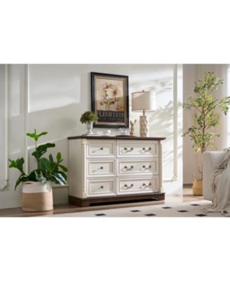  Farmhouse 6-Drawer Wooden Chest Rustic Storage Dresser
