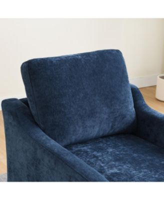 Swivel Chenille Accent Chair w/ USB & Pocket - Navy