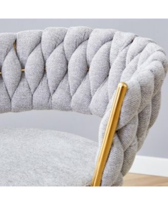 Swivel Bar Stools Cotton Linen Cushions Rust-Proof Metal Frame