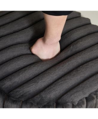 Upholstered Round Pouf Ottoman with Metal Legs - Charcoal