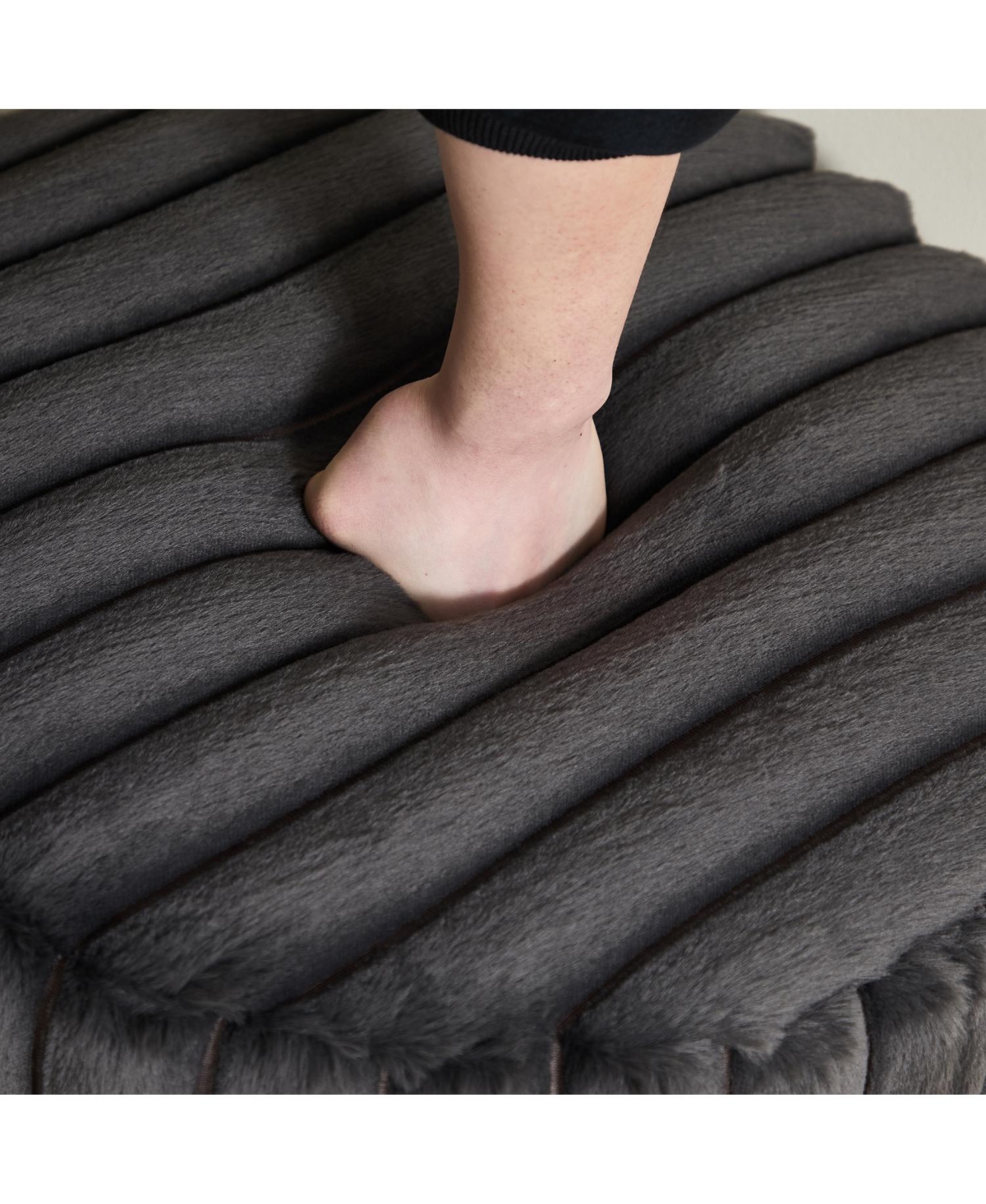 Streamdale Furniture Upholstered Round Pouf Ottoman with Metal Legs - Charcoal