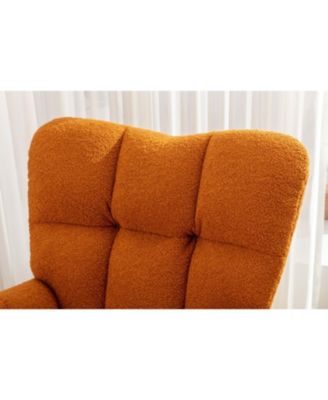 050-Teddy Fabric Rocking Gilder Nursery Chair For Living Room Indoor Caramel