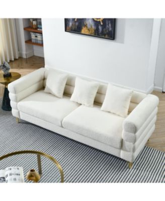 3-seater + 3-seater Combination sofa.White teddy(Ivory)