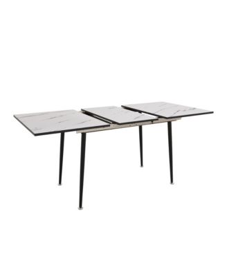 Streamdale Extendable White Dining Table & Brown Suede Chair Set (4-Piece