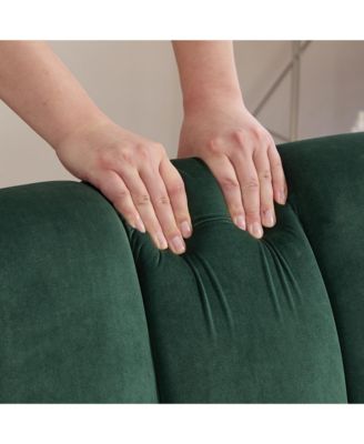 Modern Green Velvet Accent Chair with Black Legs