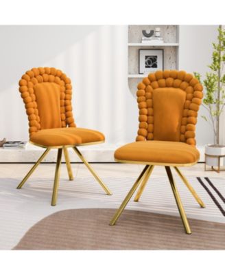 Velvet Swivel Accent Chairs, Gold Legs, Set of 2 - Orange
