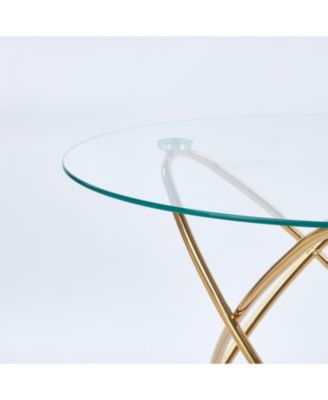 Modern Glass Dining Table with Golden Metal Legs