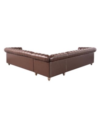 Comfy Large Sectional Sofa with Wooden Legs, Retro Style for Living Room