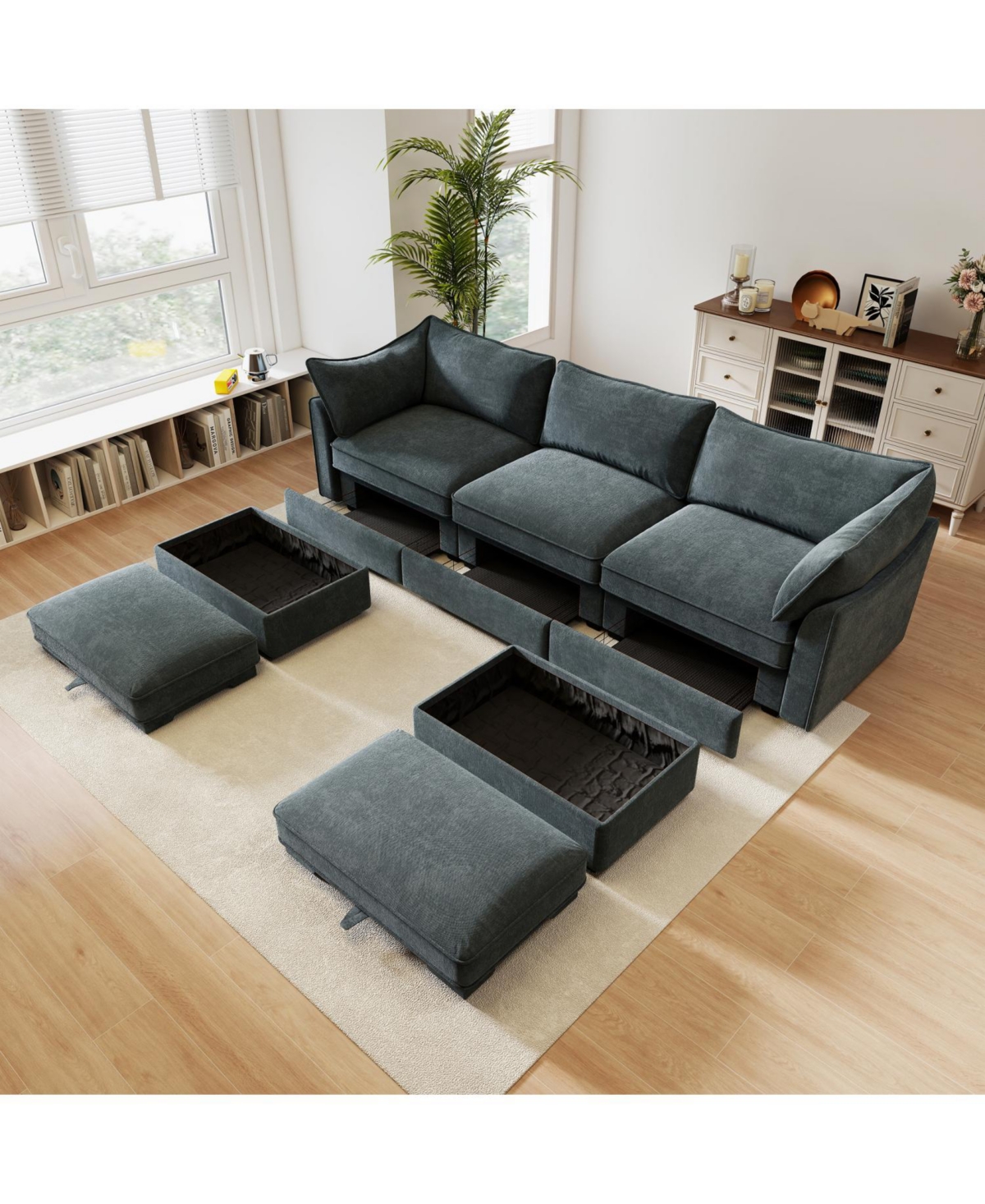 Streamdale Furniture U Shape Seater Sofa with Ottomans & Storage