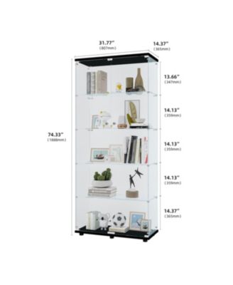 Two Door Glass Cabinet Glass Display Cabinet with 5 Shelves.