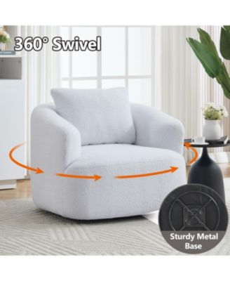 Streamdale Swivel Teddy Fleece Comfy Chair with Pillow