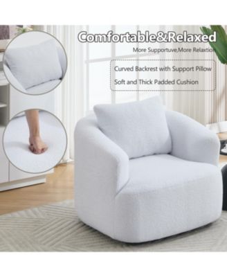 Streamdale Swivel Teddy Fleece Comfy Chair with Pillow