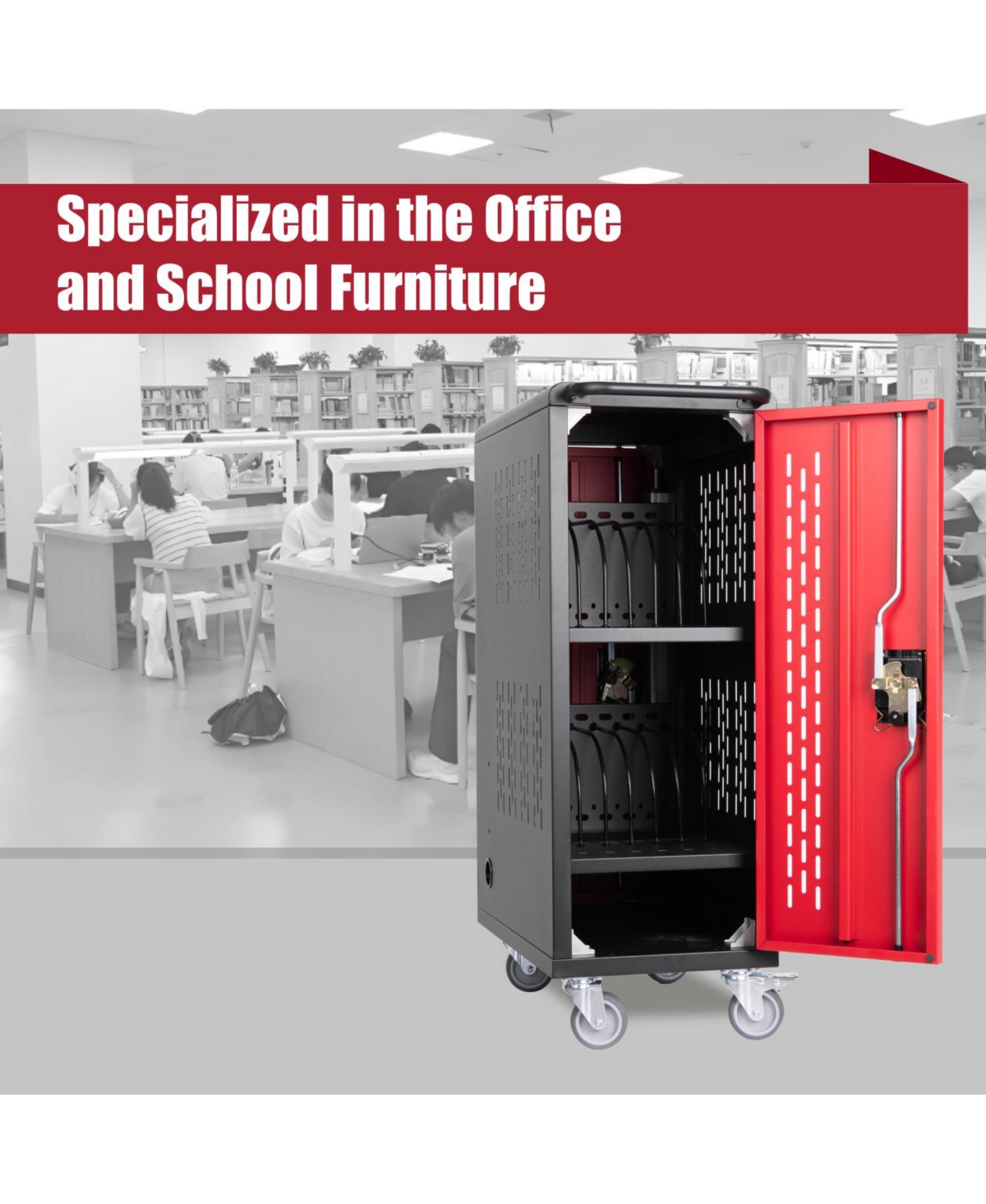 Streamdale Furniture 16 Bay Mobile Charging Cart for Chromebook/Tablet/Laptop.