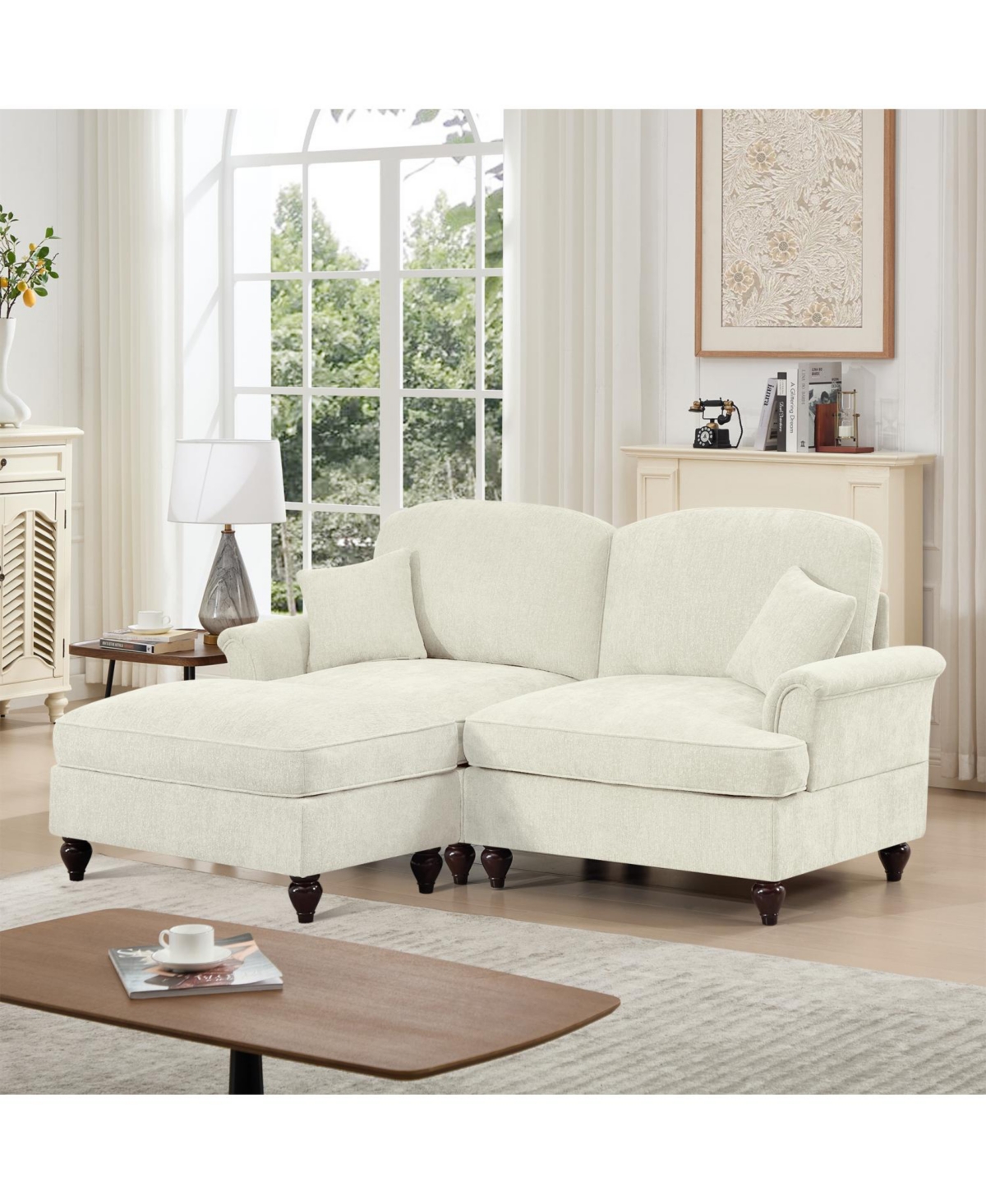 Streamdale Furniture Mid Century Modular L Shaped Sofa with Ottoman