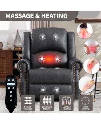 Streamdale Heat Massage Rocker Swivel Recliner Chair, Grey