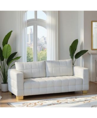 Streamdale Chenille Box-Tufted Sofa with Stainless Steel Legs