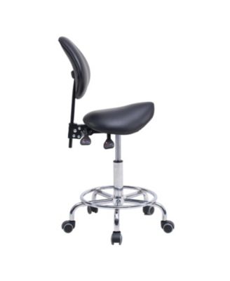 Saddle Stool Chair with Backrest, Swivel Hydraulic Tilt Seat, Wheels & Footrest for Medical, Dental & Clinic Use