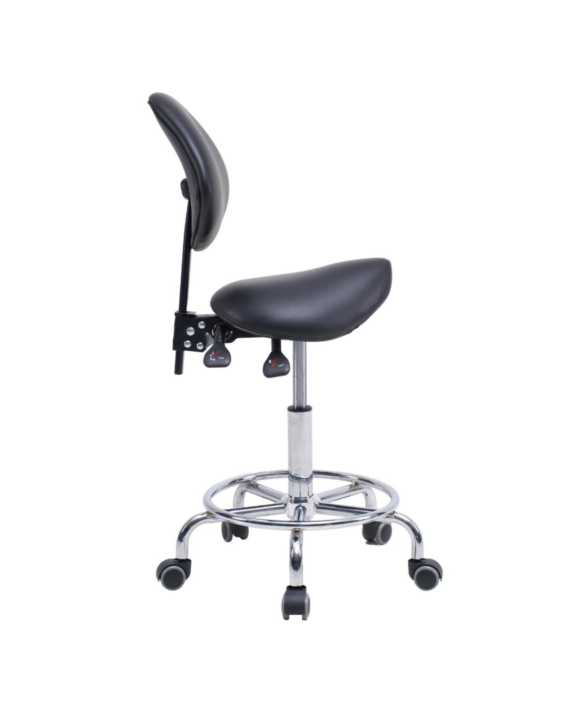 Streamdale Furniture Saddle Stool Chair with Backrest, Swivel Hydraulic Tilt Seat, Wheels & Footrest for Medical, Dental & Clinic Use