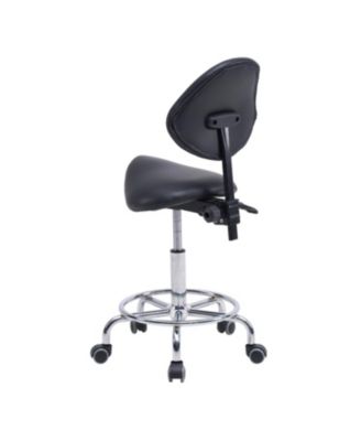 Saddle Stool Chair with Backrest, Swivel Hydraulic Tilt Seat, Wheels & Footrest for Medical, Dental & Clinic Use