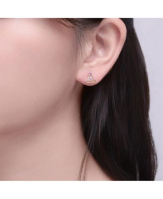 Kids 14K Gold Plated Cubic Zirconia Triangular Stud Earrings
