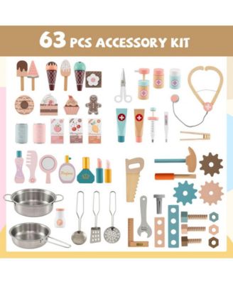 Kids Wall Mounted Sensory Activity Train with Five Skill Building Play Stations