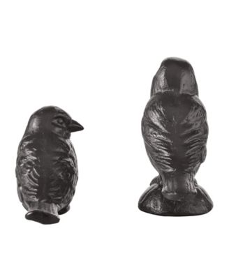 Brown Cast Iron Set of 2 Bird Sculptures