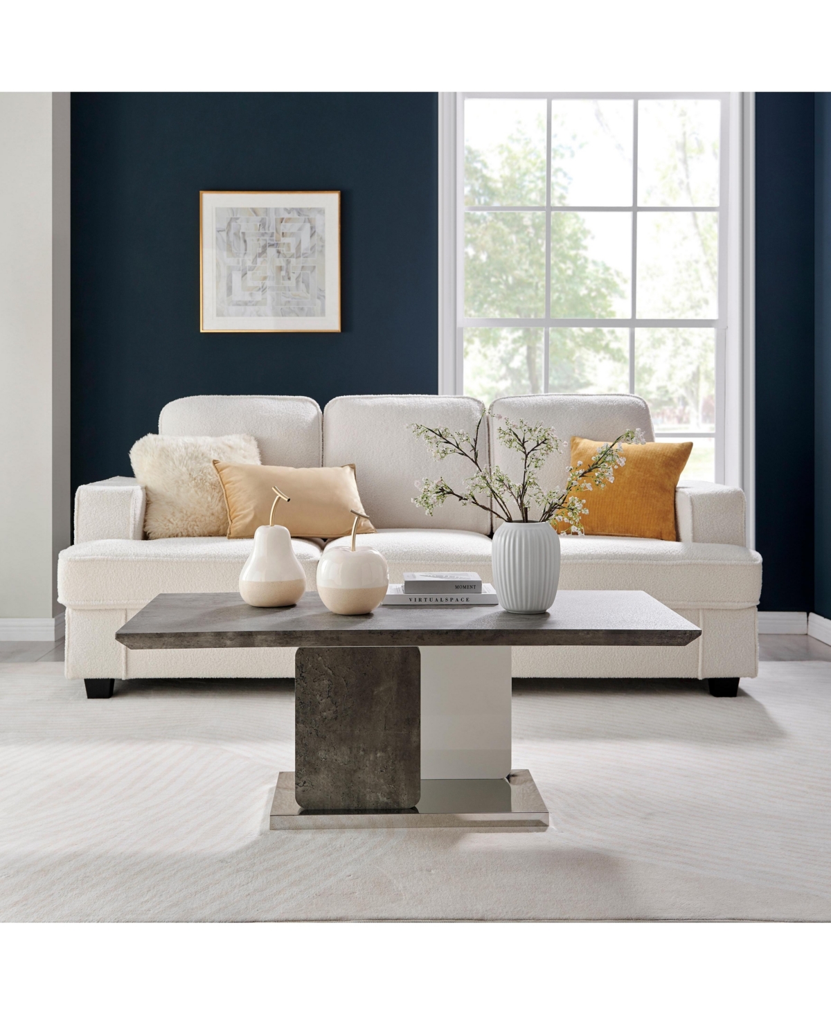 Danya B Vost Dipped Fruit Ceramic Sculpture Set of 2 - White/Cream