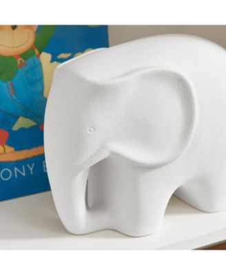 Hans White Abstract Elephant Matte Ceramic Sculpture