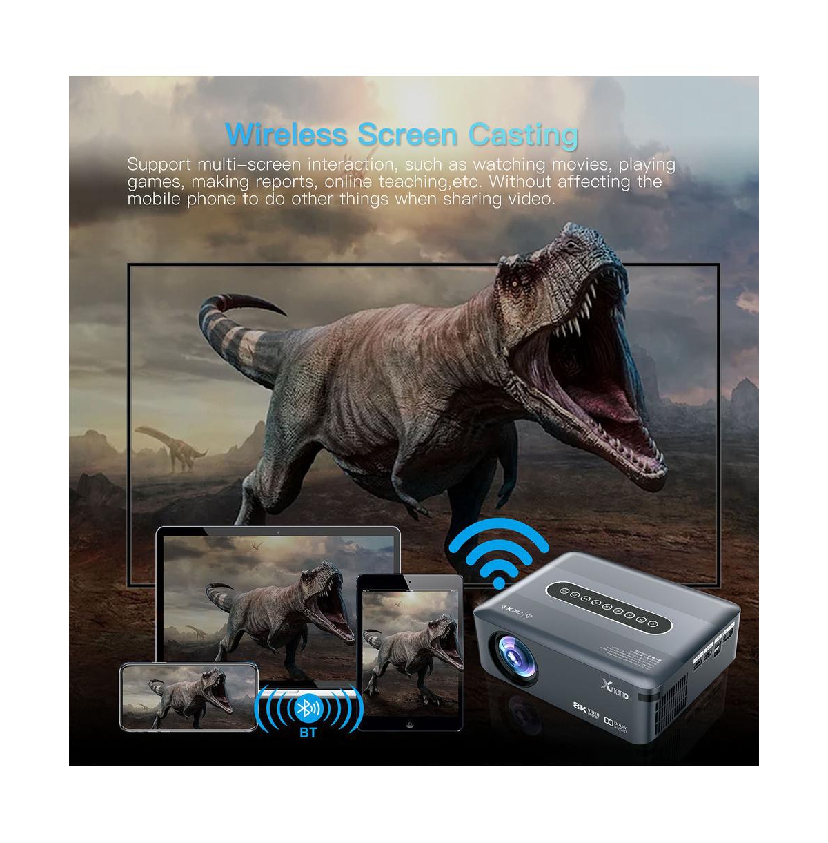 Artudatech 8K Android Smart Projector with 1080p, Daytime Viewing, Built-in Sound & Voice Control