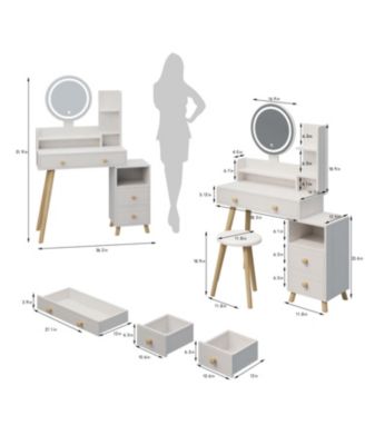  3-Color Vanity Table w/ Mirror Lights & Charger