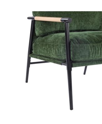 Modern Accent Chair with Plush Cushions and Wooden Armrests