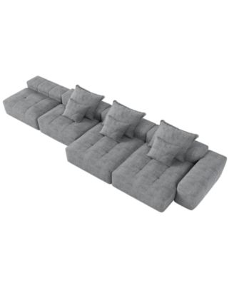 Modern Chenille Sectional Sofa with Pillows 