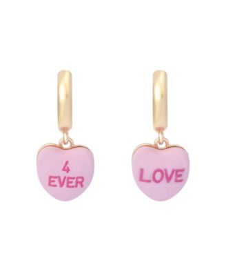 Pink Sweetheart Charm Huggie Earrings