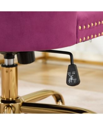Velvet Office Chair, Tufted, Golden Base, Adjustable, Swivel