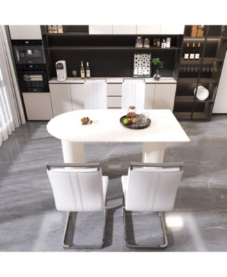 63" Cream MDF Dining Table & PU Chair Set