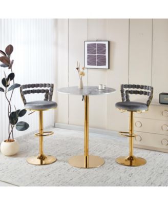 Modern Grey Bar Chairs (Set of 2) Golden Legs