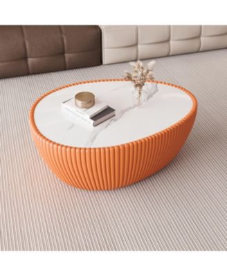 Streamdale Light Marble Top  Leather Modern Sofa Table