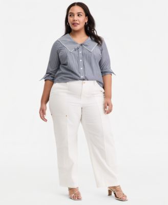 Trendy Plus Size High Rise Utility Straight Leg Pants