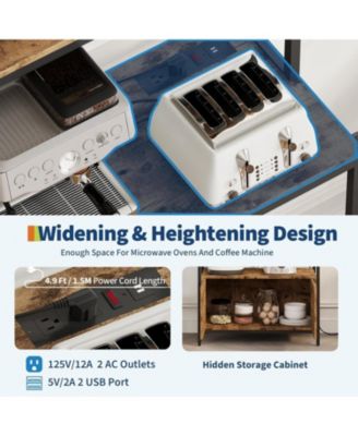 68" 6-Tier Kitchen Bakers Rack with Outlet, Storage Cabinet & Shelves, Industrial Microwave Stand & Coffee Bar Station