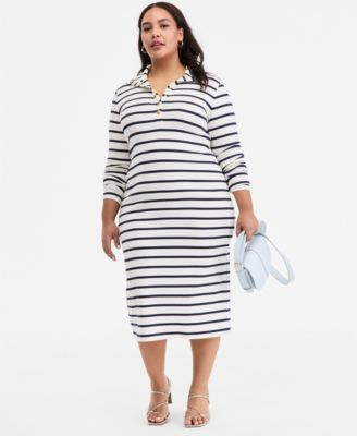 Trendy Plus Size Kerry Stripe Sailor Midi Dress