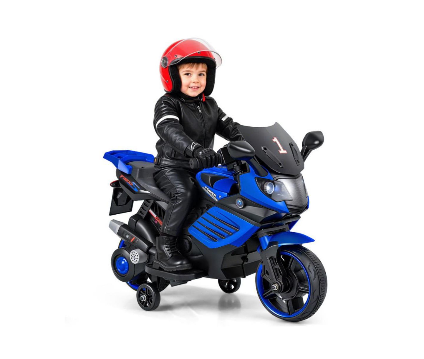Детская игрушка HONGGE Electric Ride On Motorcycle with Training Wheels and LED Headlights, Ages 3+, цвет: Тёмно-синий — фото 11