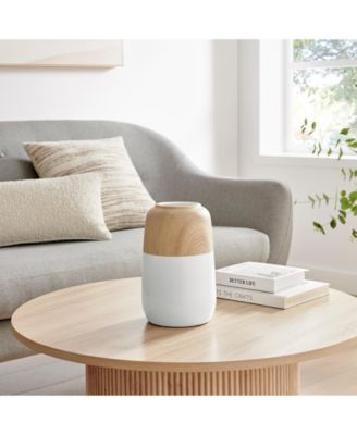 Nora Burk Two Tone Cylindrical Tabletop Vase - White and Beech