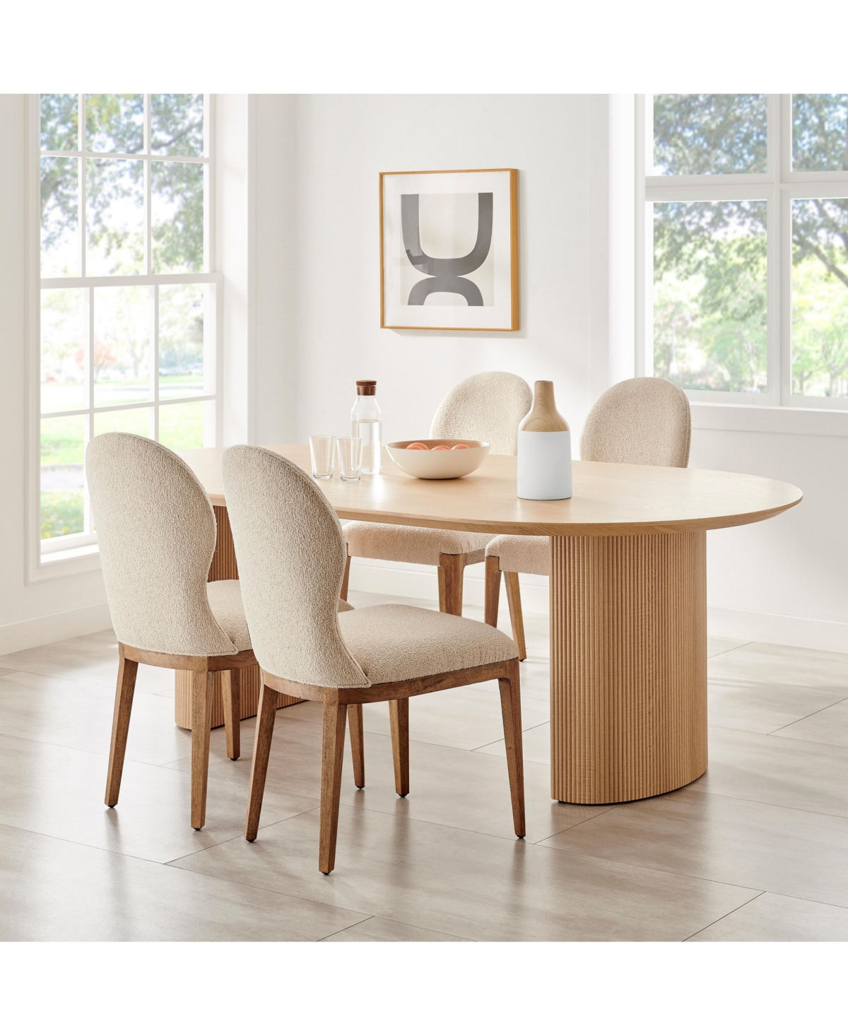 Danya B Nora Kanna Bottle Two Tone Tabletop Vase - White and Beech