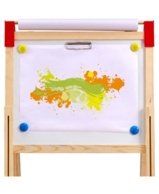 Kids Art Easel with Adjustable Height Double Sided Magnetic Board and Complete Drawing Accessories