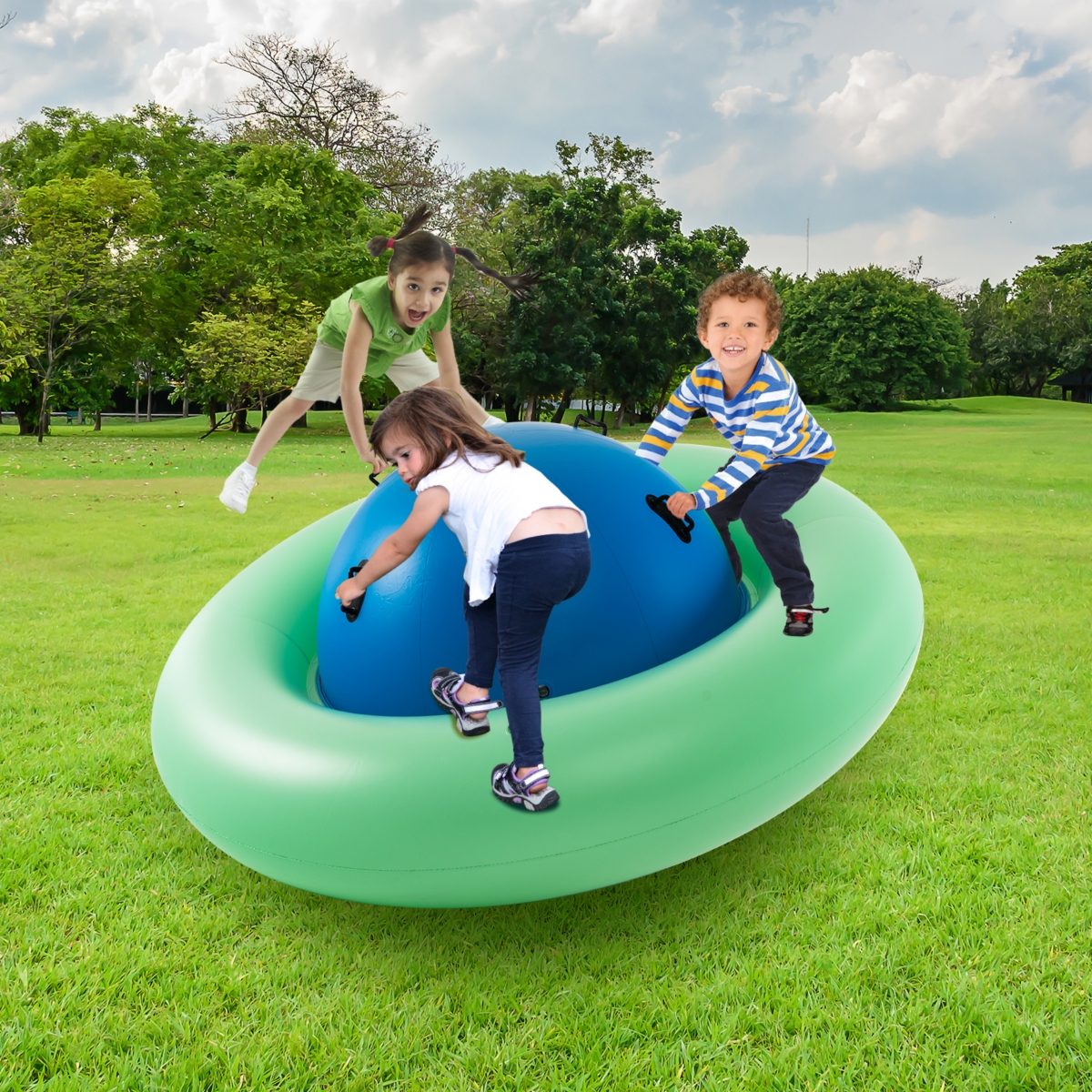 Hongge Kids Giant Inflatable Dome Rocker Bouncer with Easy Grip Handles