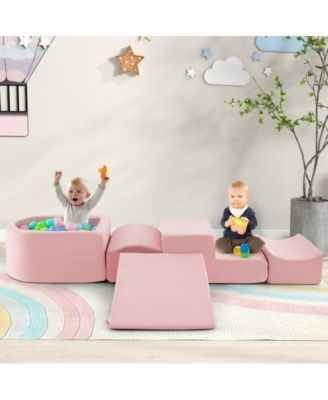 Kid's Soft Climbing Blocks Set with Slide Step Shapes and Ball Pit for Indoor Play