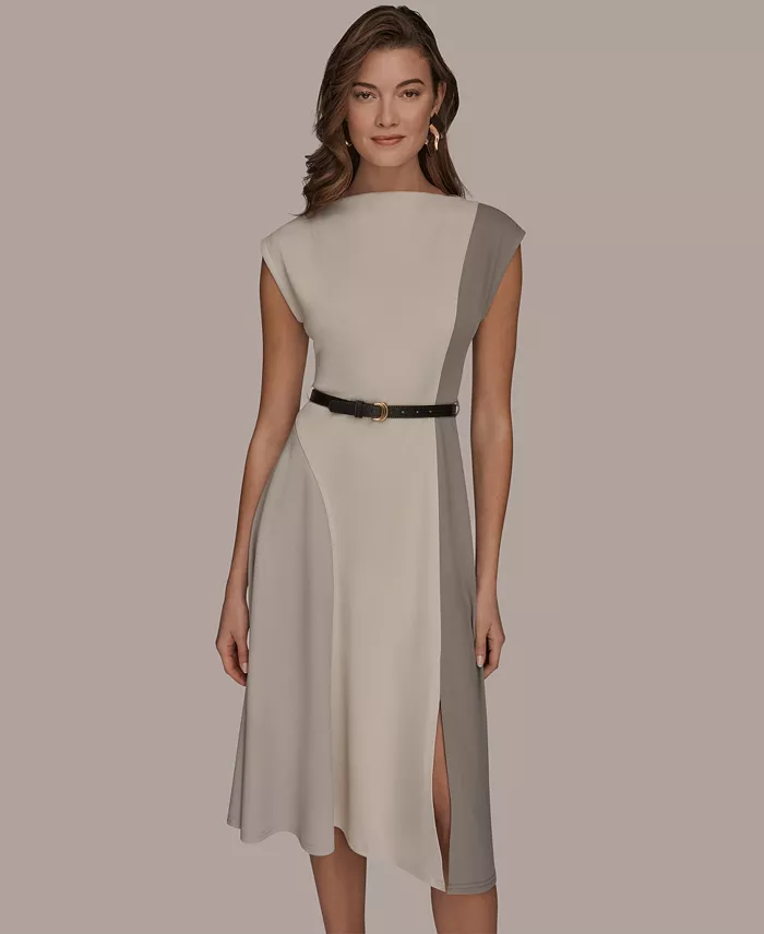 Women's Cap-Sleeve Colorblock Midi Dress - thumbnail 2