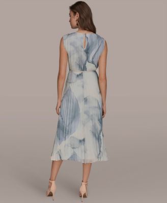 Women's Sleeveless Pleated A-Line Midi Dress