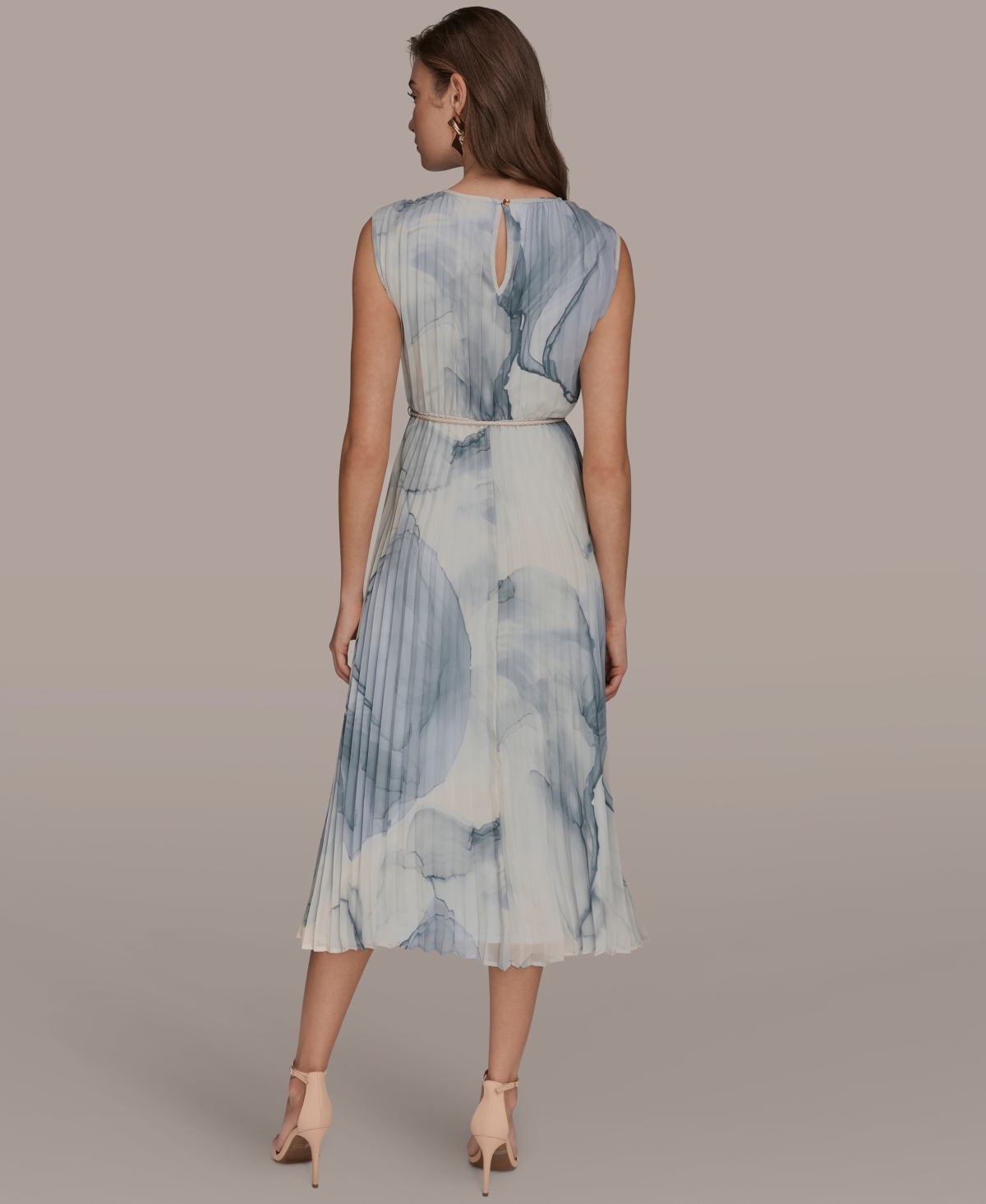 Donna Karan New York Women's Sleeveless Pleated A-Line Midi Dress