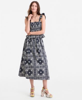 Women's Bandana-Print Pull-On Midi Skirt